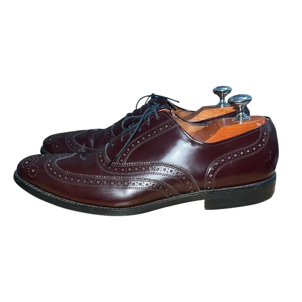 Allen Edmonds Lloyd Wingtip Oxford Mens 12 Burgundy Leather Brogue Dress Shoes